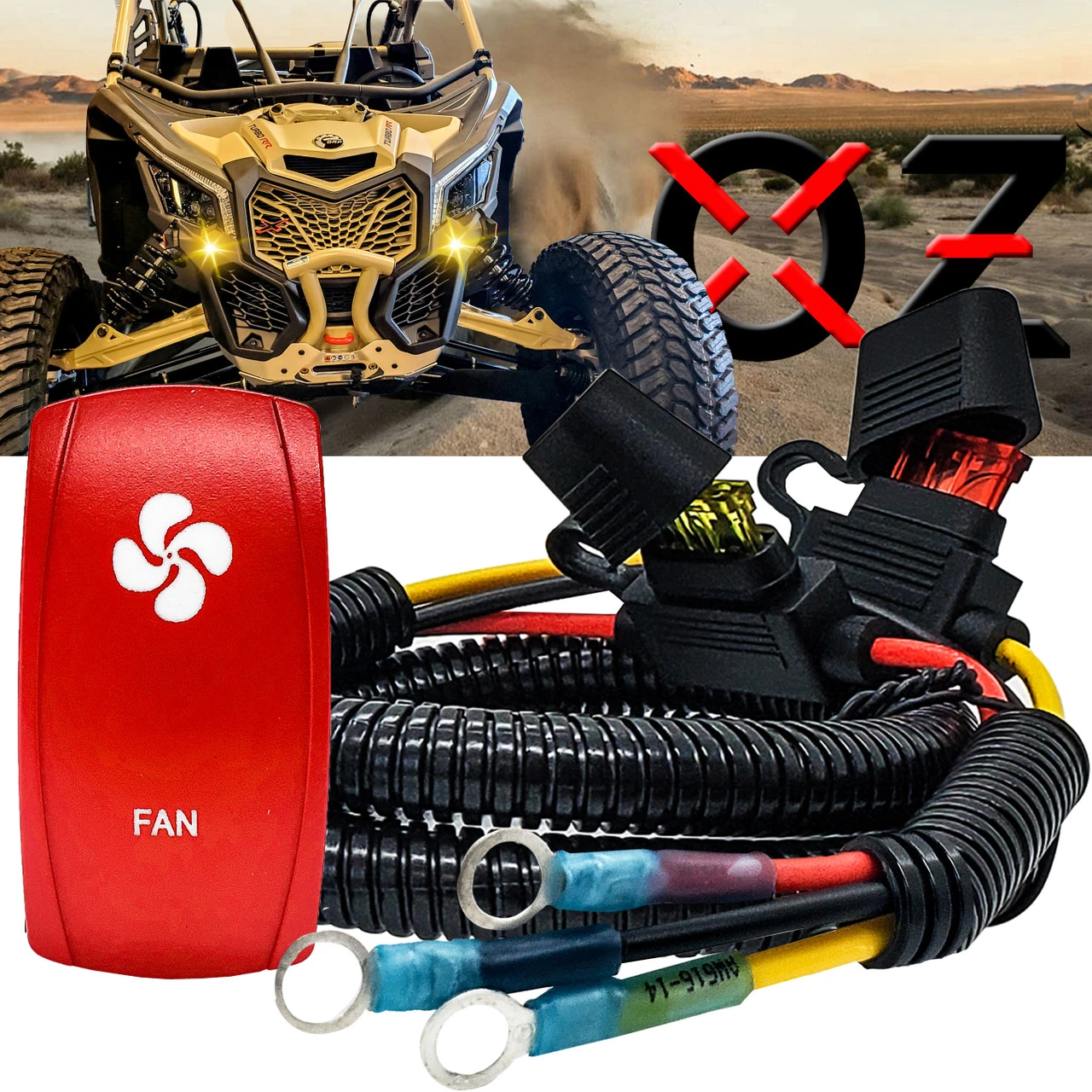 FAN On/Off Red Rocker Switch With Power Distribution Block Wire Harness Compatible With 2018-2023 Can-Am Maverick X3 Max RS Turbo RR Sport Trail Defender 6 FAN On/Off Red Rocker Switch With Power Distribution Block Wire Harness Compatible With 2018-2023 Can-Am Maverick X3 Max RS Turbo RR Sport Trail Defender - Image 6