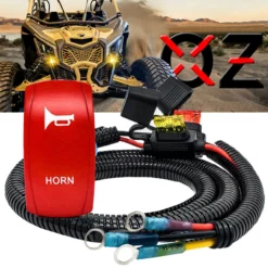 HORN Momentary On/Off Red Rocker Switch With Power Distribution Block Wire Harness Compatible With 2018-2023 Can-Am Maverick X3 Max RS Turbo RR Sport Trail Defender -Oz x horn 4 23133.1693085531
