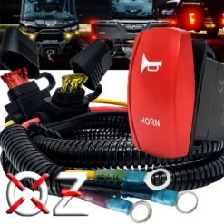HORN Momentary On/Off Red Rocker Switch With Power Distribution Block Wire Harness Compatible With 2018-2023 Can-Am Maverick X3 Max RS Turbo RR Sport Trail Defender