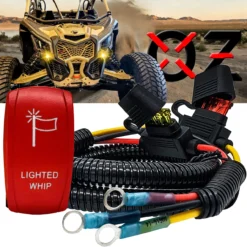 Lighted Whip On/Off Red Rocker Switch With Power Distribution Block Wire Harness Compatible With 2018-2023 Can-Am Maverick X3 Max RS Turbo RR Sport Trail Defender -Oz x lw 1 96222.1693088471