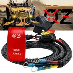 SIDE LIGHTS On/Off Red Rocker Switch With Power Distribution Block Wire Harness Compatible With 2018-2023 Can-Am Maverick X3 Max RS Turbo RR Sport Trail Defender