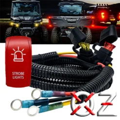 Power Busbar Distribution Block Wire Harness With On/Off Strobe Lights Rocker Switch Compatible With 2018-2023 Can-Am Maverick X3 Max RS Turbo RR Sport Trail Defender