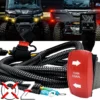 Turn Signal On/Off/On Red Rocker Switch With Power Distribution Block Wire Harness Compatible With 2018-2023 Can-Am Maverick X3 Max RS Turbo RR Sport Trail Defender