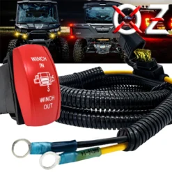 Winch In/Out Red Rocker Switch With Power Bus Bar Distribution Block Wire Harness Compatible With 2018-2023 Can-Am Maverick X3 Max RS Turbo RR Sport Trail Defender