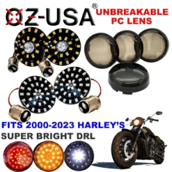 LED Turn Signal Kit Smoke Lens Front 1157 Bulb Base Amber White DRL Rear Red LED For Harley Motorcycle