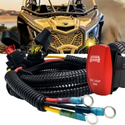 LED Light Bar On/Off Red Rocker Switch With Power Distribution Block Wire Harness Compatible With 2018-2023 Can-Am Maverick X3 Max RS Turbo RR Sport Trail Defender -Oz x2 4 92368.1697328945