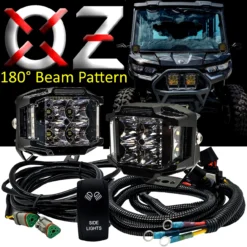 75W Side Emitting LED Ditch Lights 180° Beam Pattern With Power Busbar Wire Kit Compatible With 2018-2023 Can-Am Maverick X3 Defender -Oz x3 12 53589.1701553210