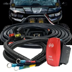 10ft. Pulse Power Bus Bar Plug Red Rocker Switch 3-Wire Harness Kit For Dual Function LED Side Lights Compatible With 2018-2023 Can-Am Maverick X3 Max RS Turbo RR Sport Trail Defender -Oz x3 35 1 45554.1702423507