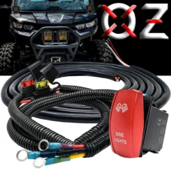 10ft. Pulse Power Bus Bar Plug Red Rocker Switch 3-Wire Harness Kit For Dual Function LED Side Lights Compatible With 2018-2023 Can-Am Maverick X3 Max RS Turbo RR Sport Trail Defender