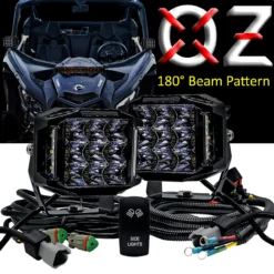 5" Pillar Mount 120W Side Emitting LED Lights 180° Beam Pattern With Power Busbar Wire Harness Kit Compatible With 2018-2023 Can-Am Maverick X3 Max RS Turbo RR Sport Trail Defender