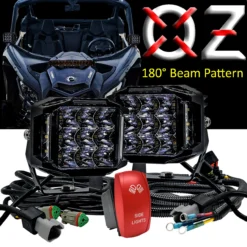 5" Pillar Mount 120W Side Emitting LED Lights 180° Beam Pattern Compatible With 2018-2023 Can-Am Maverick X3 Max RS Turbo RR Sport Trail Defender