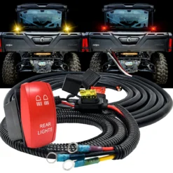 10ft. Power Bus Bar Distribution Block 3-Wire Harness Kit Red Rocker Switch For Dual Function Rear Lights Compatible With 2018-2023 Can-Am Maverick X3 Max RS Turbo RR Sport Trail Defender -Oz x3 rl 1 18578.1702595042