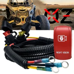 Power Busbar Distribution Block Wire Harness With On/Off Night Vision Rocker Switch Compatible With 2018-2023 Can-Am Maverick X3 Max RS Turbo RR Sport Trail Defender