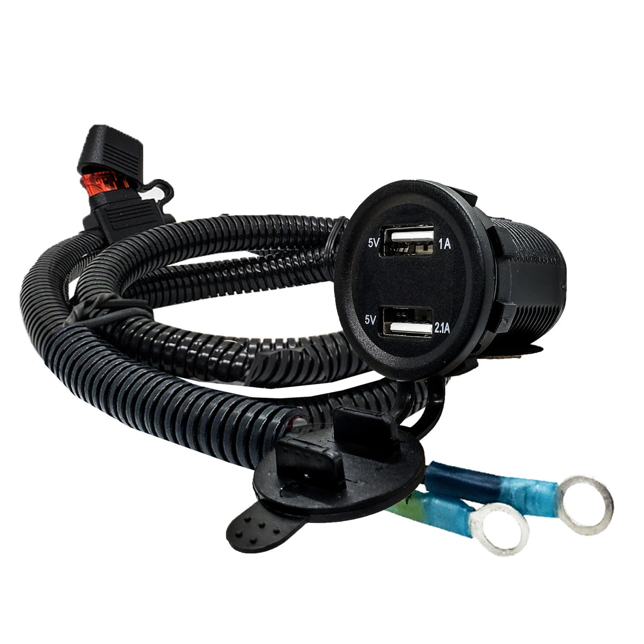 Round Voltage Meter Dual USB Port Blue LED With Power Bus Bar Distribution Block Wire Harness Compatible With Can-Am Maverick X3 RS Turbo Commander Defender 2 Round Voltage Meter Dual USB Port Blue LED With Power Bus Bar Distribution Block Wire Harness Compatible With Can-Am Maverick X3 RS Turbo Commander Defender - Image 2