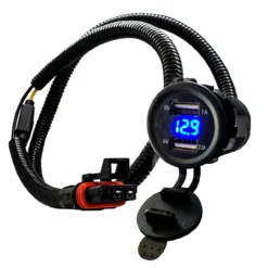 Dual USB Port Blue LED Volt Meter Fast Charger 5V Power Outlet With Power Bus Bar Plug Harness Compatible With Polaris RZR Pro Ranger Crew XP 2018-2023 -Oz y 9 86344.1693520380