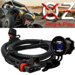 Dual USB Port Blue LED Volt Meter Fast Charger 5V Power Outlet With Power Bus Bar Plug Harness Compatible With Polaris RZR Pro Ranger Crew XP 2018-2023