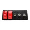 Carbon Fiber Ignition Switch Panel Engine Start Battery Cut On/Off Red Rocker With Aux Toggle Switch