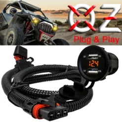 Dual USB Port Amber LED Volt Meter Fast Charger 5V Power Outlet With Power Bus Bar Plug Harness Compatible With Polaris RZR Pro Ranger Crew XP 2018-2023