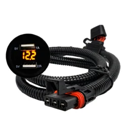 Dual USB Port Amber LED Volt Meter Fast Charger 5V Power Outlet With Power Bus Bar Plug Harness Compatible With Polaris RZR Pro Ranger Crew XP 2018-2023 -Oz z5 97410.1693520484